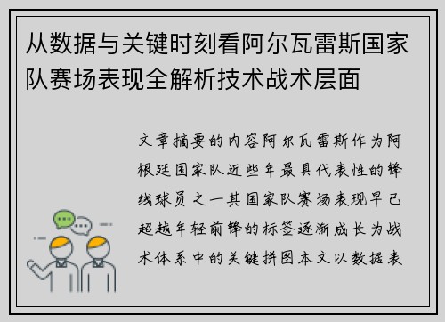 从数据与关键时刻看阿尔瓦雷斯国家队赛场表现全解析技术战术层面
