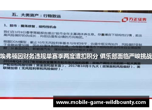 埃弗顿因财务违规单赛季两度遭扣积分 俱乐部面临严峻挑战